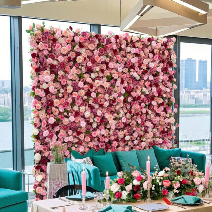 GNW Flower Wall 7D Artificial Flower Panel Home Shop Party Holiday Wall Decor Photo Backdrop Setting Pink Floral Wall Arrangement