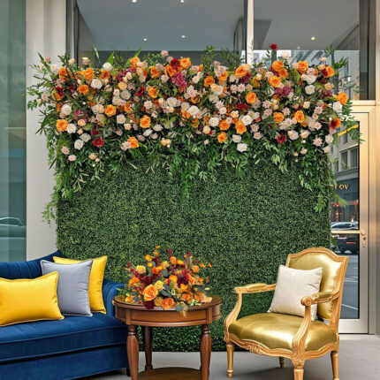 GNW 7D Silk Rose Floral Wall Decorative Artificial Flower Wall Panels Flower Wall Background for Festive Wedding Birthday Party Backdrops Baby Shower