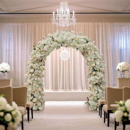 GNW High Quality 3D Wedding and Halloween Event Arch Backdrop Luxury White Flower Party Arch for Outdoor Photos Fabric Material