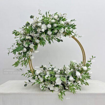 GNW Factory Spot Wholesale 2025 Most Popular Silk White Green Artificial Flower Ball for Decor