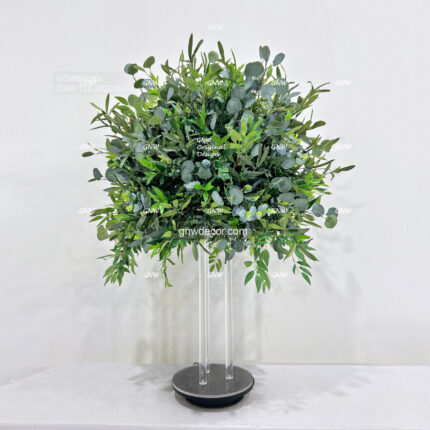 GNW High Quality Rose Green Leave Fabric Table Centerpiece for Wedding Party Featuring Artificial Flower Balls Christmas Occasions