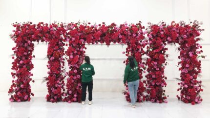 GNW New Style Metal Backdrop Red Rose Large Arch Stand Panel Stage Frame Wedding Party Event Decoration