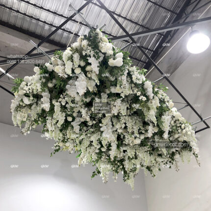 GNW Wedding Ceiling Decorative Hanging Flower Fabric Back Droop Artificial Orchids and Wisteria Flower for Events Ceiling