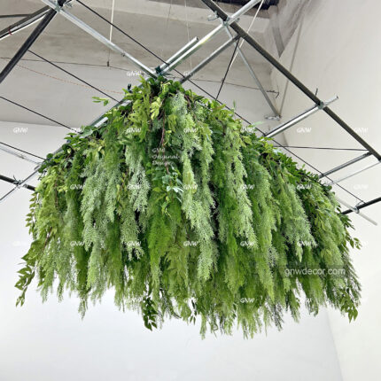 GNW Events Banquet Hall Backdrop Ceiling Decoration Flower Fabric Back Drooping Artificial Green Plant Vine for Wedding