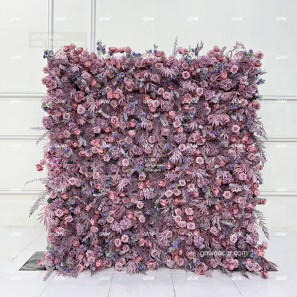 GNW Purple Artificial Flower Wall Birthday Party Decoration 3D Silk Rose Floral Panels for Wedding Event Stage Backdrop