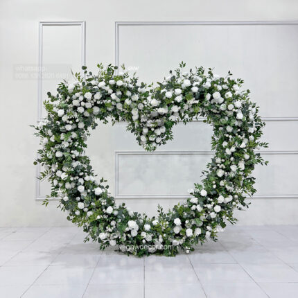 GNW Forest Style Artificial Flower Rose Heart Shaped Arch for Wedding Stage Decoration