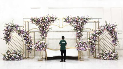 GNW High Quality Wedding Supplies Golden Stainless Steel Arch Big Backdrop frame Hotel Decor for Wedding Event