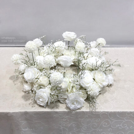 GNW Hot Sale Silk White Wreath Candelabra  Elegant Wedding Table Decorations and Centerpieces