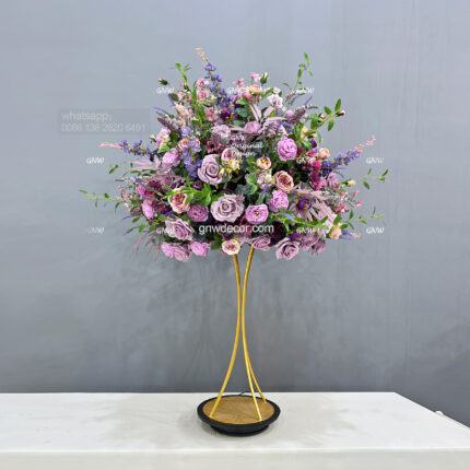 GNW Hot Sale Light Purple Artificial Silk Table Flower Ball for Christmas Home Decorations