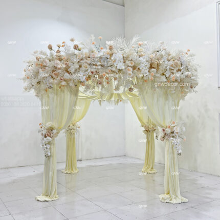 GNW Factory White Stainless Steel Party Mandap Structure Metal 3D Arch Stage for Wedding Decoration