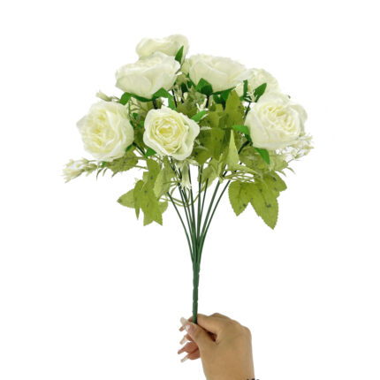 GNW White Artificial 12 heads Small Spray Roses TN-12