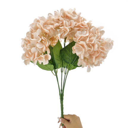 GNW Light Orange Artificial 5-head Single Hydrangea Silk MY-169