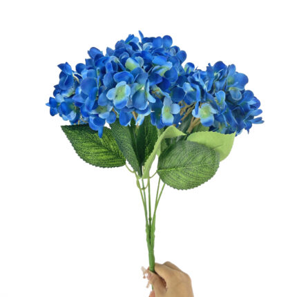 GNW Blue Green Artificial 5-head Single Hydrangea Silk MY-172