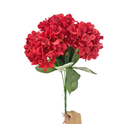 GNW Red Artificial 5-head Single Hydrangea Silk MY-176