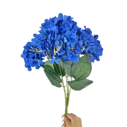 GNW Dark Blue Artificial 5-head Single Hydrangea Silk MY-175