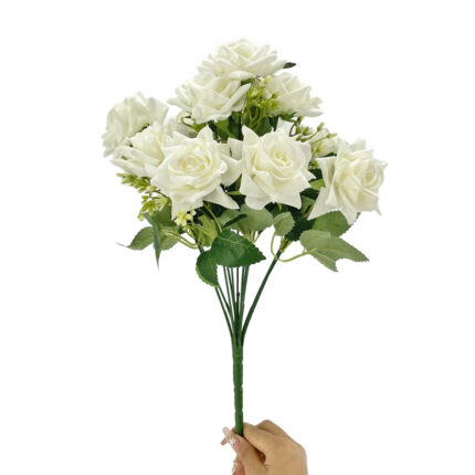 GNW White Artificial 11 heads Rose With Sharp Tips NYY-01