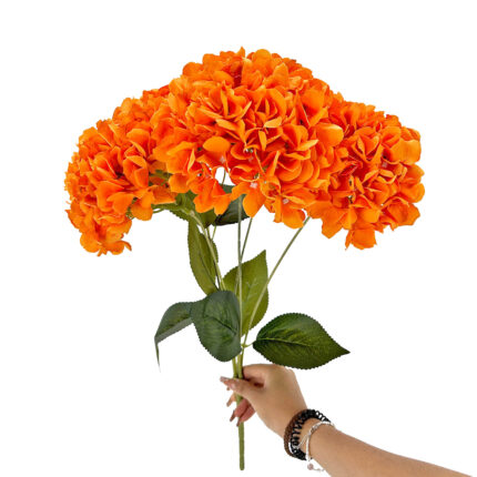 GNW Bright Orange Artificial 5-head Single Hydrangea Silk LRR-474