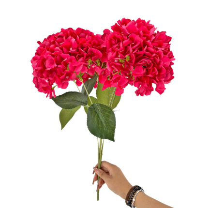 GNW Rose Red Artificial 5-head Single Hydrangea Silk LRR-466