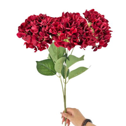 GNW Red Artificial 5-head Single Hydrangea Silk LRR-476