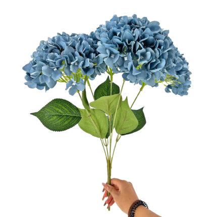 GNW Gary Blue Artificial 5-head Single Hydrangea Silk LRR-479