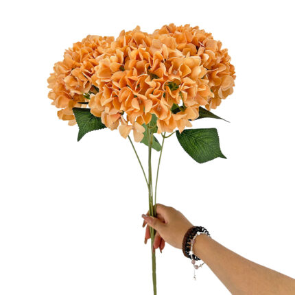 GNW Brown Artificial 5-head Single Hydrangea Silk LRR-473