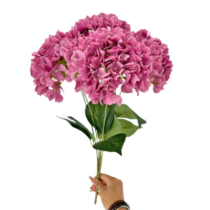 GNW Fuchsia Artificial 5-head Single Hydrangea Silk LRR-467