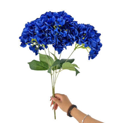GNW Dark Blue Artificial 5-head Single Hydrangea Silk LRR-470