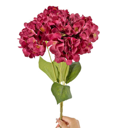 GNW Red Artificial 5-head Single Hydrangea Silk LRR-505