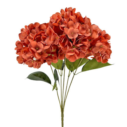 GNW Brown Artificial 5-head Single Hydrangea Silk LRR-502