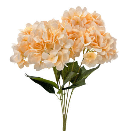 GNW Light Orange Artificial 5-head Single Hydrangea Silk LRR-501