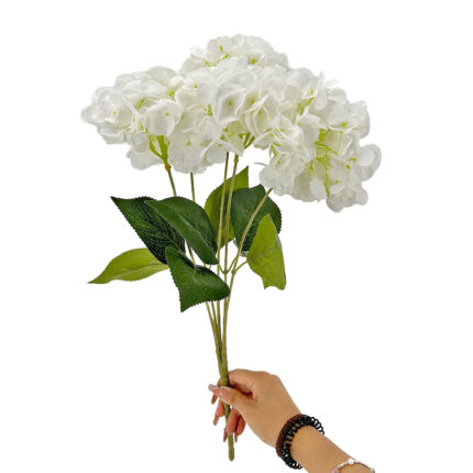 GNW White Artificial 5-head Single Hydrangea Silk LRR-488
