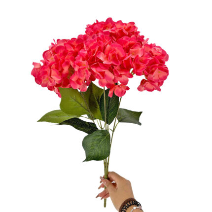 GNW Red Artificial 5-head Single Hydrangea Silk LRR-493