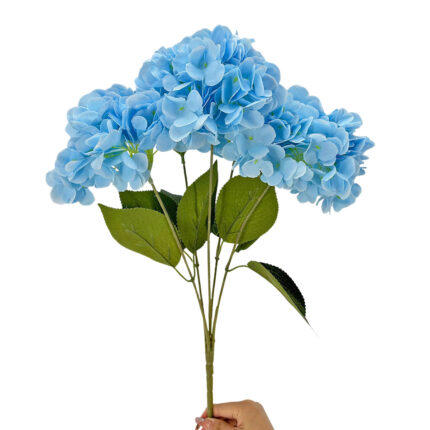 GNW Blue Artificial 5-head Single Hydrangea Silk LRR-497