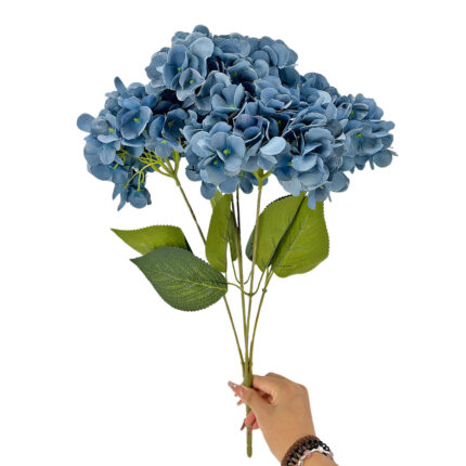GNW Gray Blue Artificial 5-head Single Hydrangea Silk LRR-498