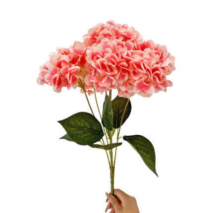 GNW Pink Artificial 5-head Single Hydrangea Silk LRR-491