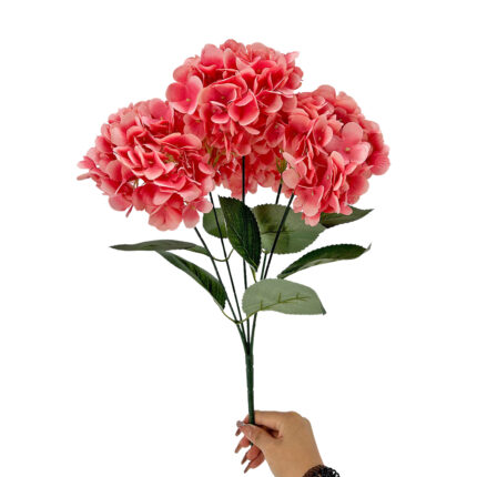 GNW Red Artificial 5-head Single Hydrangea Silk LRR-492