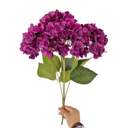 GNW Fuchsia Artificial 5-head Single Hydrangea Silk LRR-500