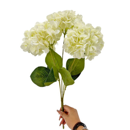GNW Milky White Artificial 5-head Single Hydrangea Silk LRR-489
