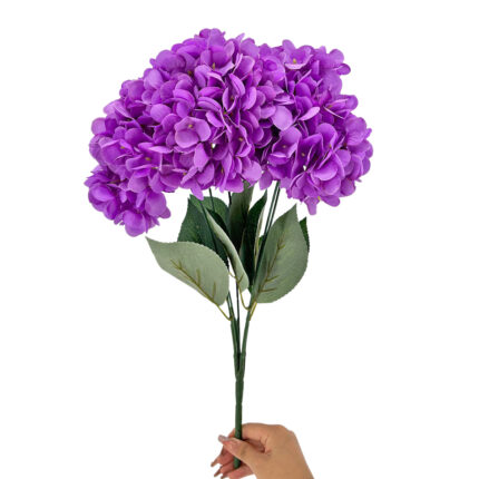 GNW Purple Artificial 5-head Single Hydrangea Silk LRR-496