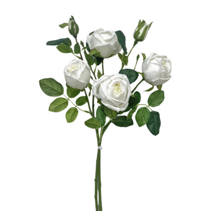 GNW White Artificial 6-head Garden Rose Real Touch QH-79