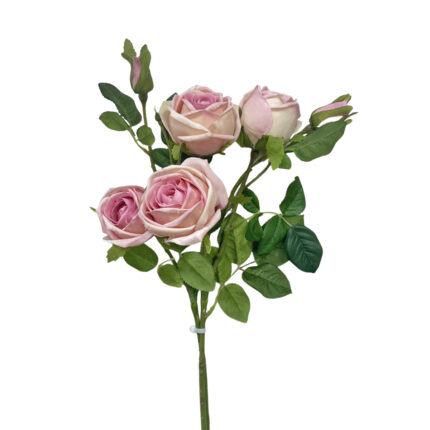 GNW Pink Artificial 6-head Garden Rose Real Touch QH-84