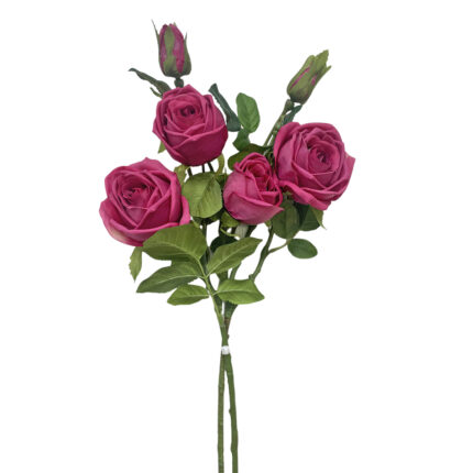 GNW Fuchsia Artificial 6-head Garden Rose Real Touch QH-81