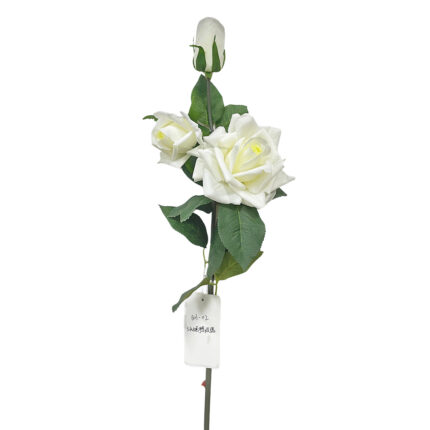 GNW White Artificial 3-head Garden Rose Real Touch QH-02