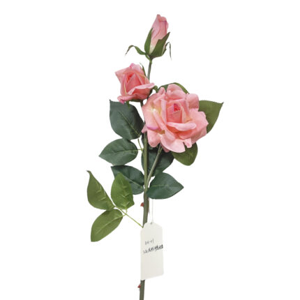 GNW Dark Pink Artificial 3-head Garden Rose Real Touch QH-01