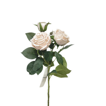 GNW Light Pink Artificial 3-head Garden Rose Real Touch QH-12