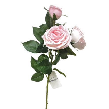 GNW Pink Artificial 3-head Garden Rose Real Touch QH-05