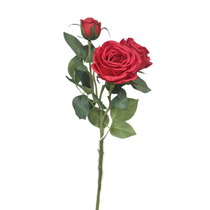 GNW Red Artificial 3-head Garden Rose Real Touch QH-08