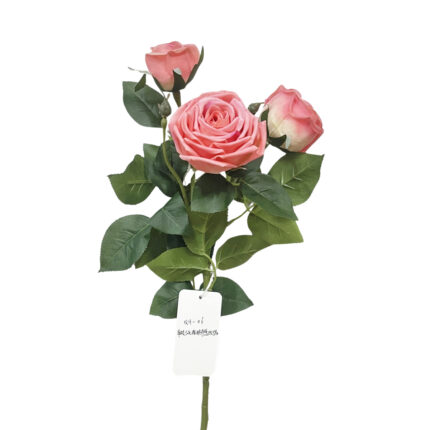 GNW Peach Pink Artificial 3-head Garden Rose Real Touch QH-06