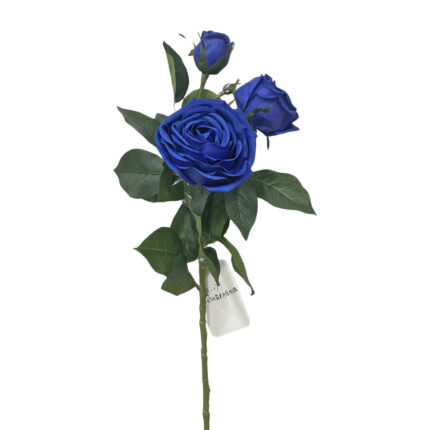 GNW Blue Artificial 3-head Garden Rose Real Touch QH-07