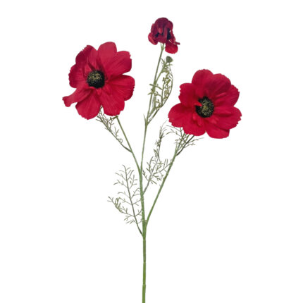 GNW Red Artificial 3-heads Big Poppy Real Touch QH-55